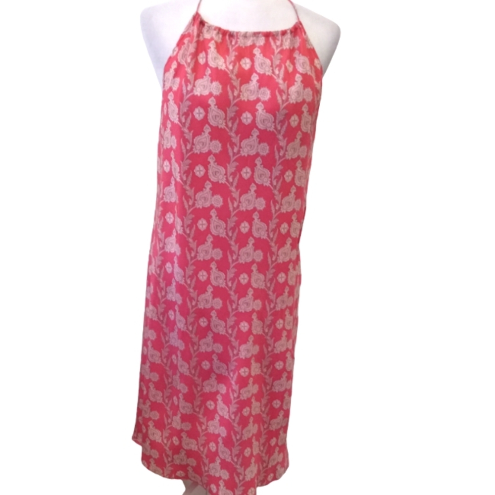 GAP pink paisley silk halter dress. Large